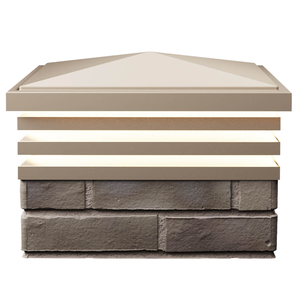 Колпак Zking Бона ХайТек Бежевый на столб 1.5х1.5 кирпича (385х385мм) с подсветкой в Обнинске фото