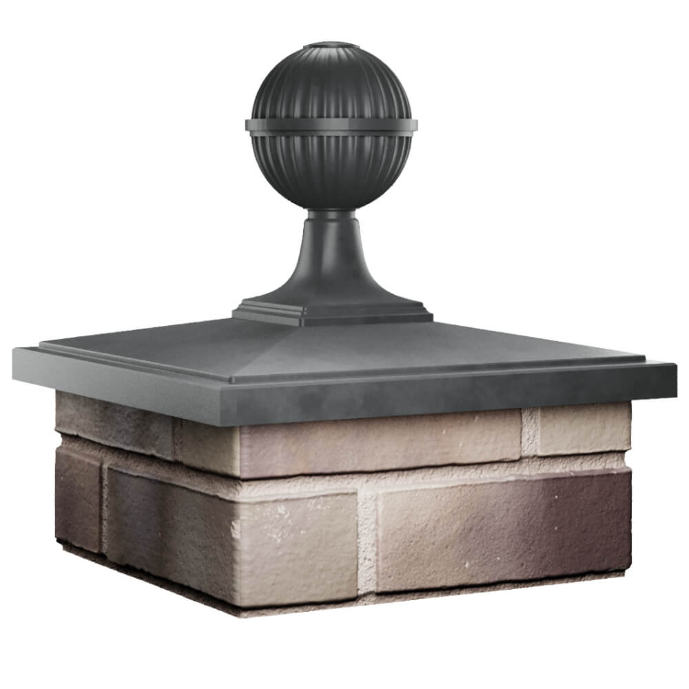 Колпак Zking БонаМоно Серый с шаром на столб 1.5х1.5 кирпича (385х385, 400х400мм) в сборе в Обнинске фото