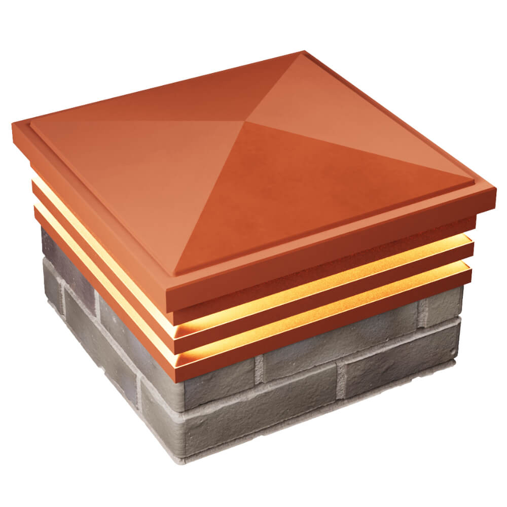 Колпак Zking Бона ХайТек Красный на столб 1.5х1.5 кирпича (385х385мм) с подсветкой в Обнинске фото