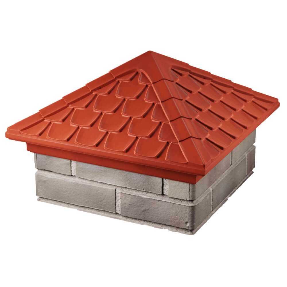 Колпак Zking Эльбрус Красный на столб 1.5х1.5 кирпича (385х385мм) в Обнинске фото