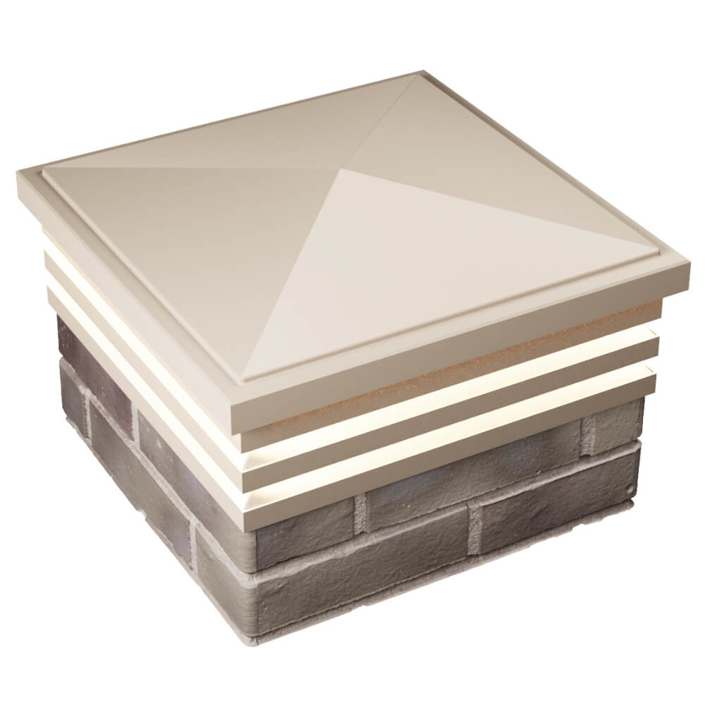 Колпак Zking Бона ХайТек Бежевый на столб 1.5х1.5 кирпича (385х385мм) с подсветкой в Обнинске фото