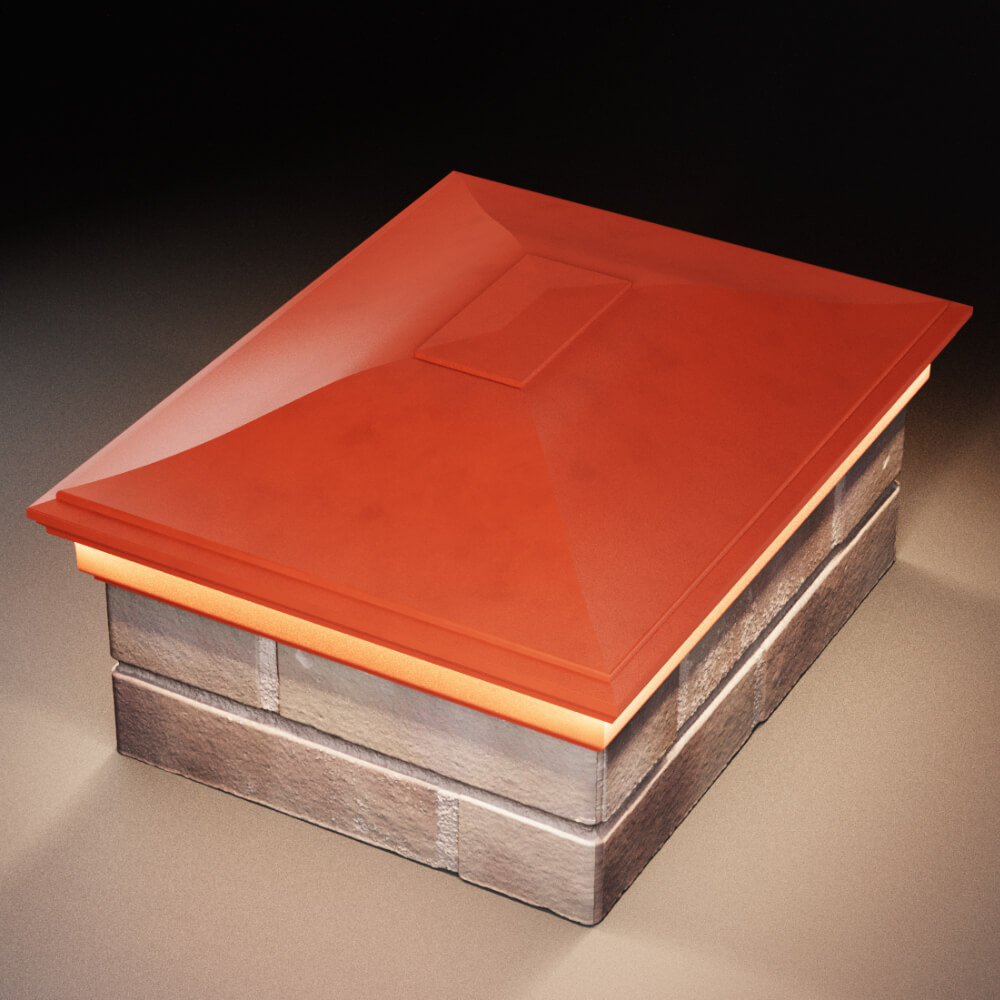 Колпак Zking Монблан Красный на столб 2х1.5 кирпича (515х385мм) c подсветкой в Обнинске фото