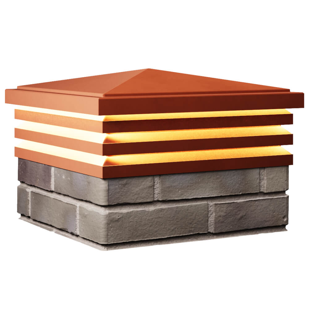 Колпак Zking Бона ХайТек Красный на столб 1.5х1.5 кирпича (385х385мм) с подсветкой в Обнинске фото