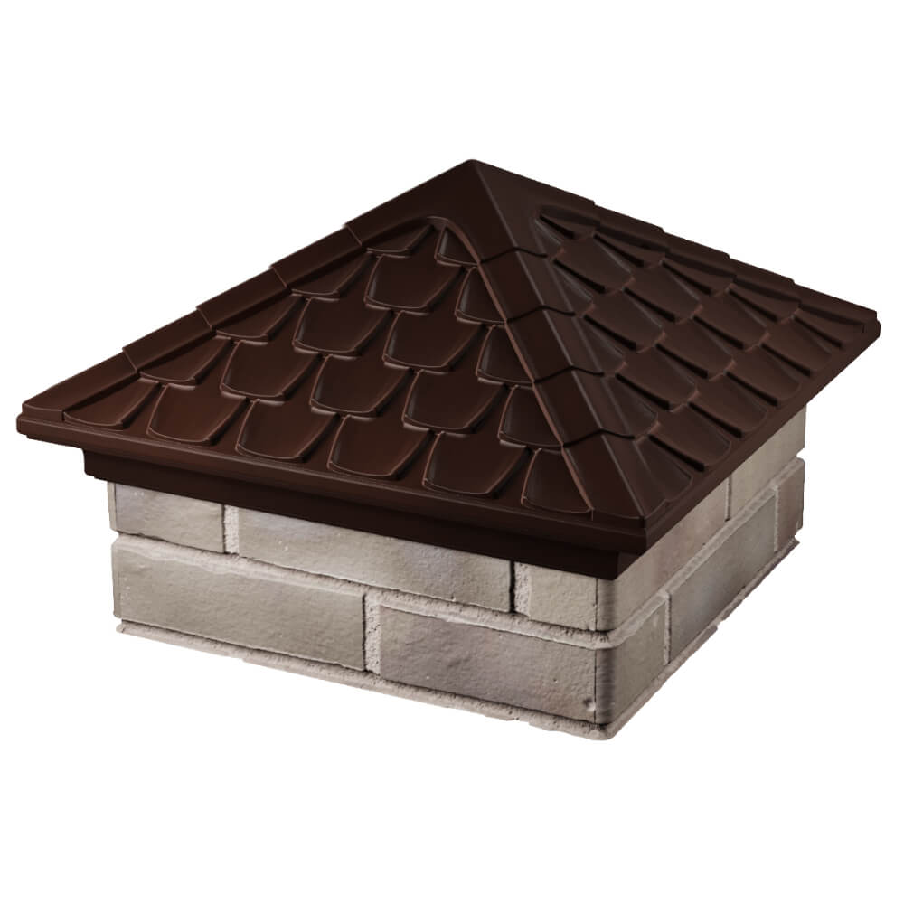 Колпак Zking Эльбрус Коричневый на столб 1.5х1.5 кирпича (385х385мм) в Обнинске фото