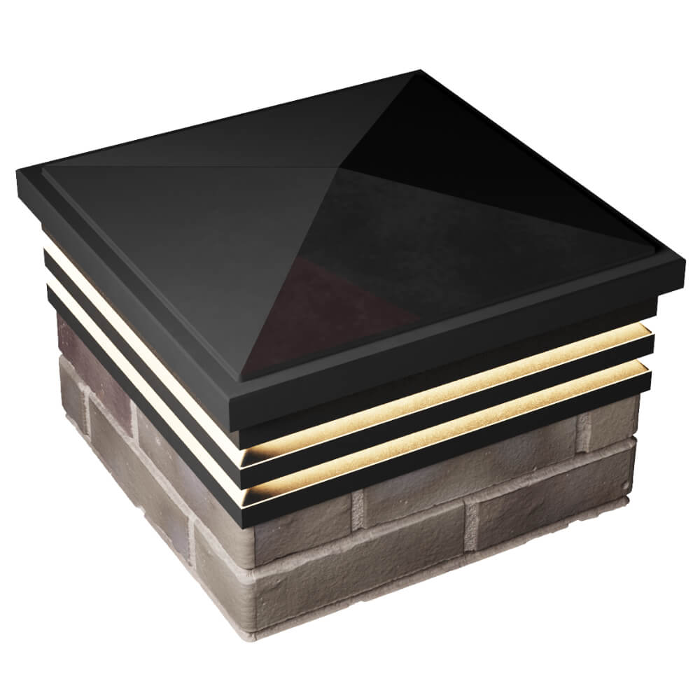 Колпак Zking Бона ХайТек Черный на столб 1.5х1.5 кирпича (385х385мм) с подсветкой в Обнинске фото