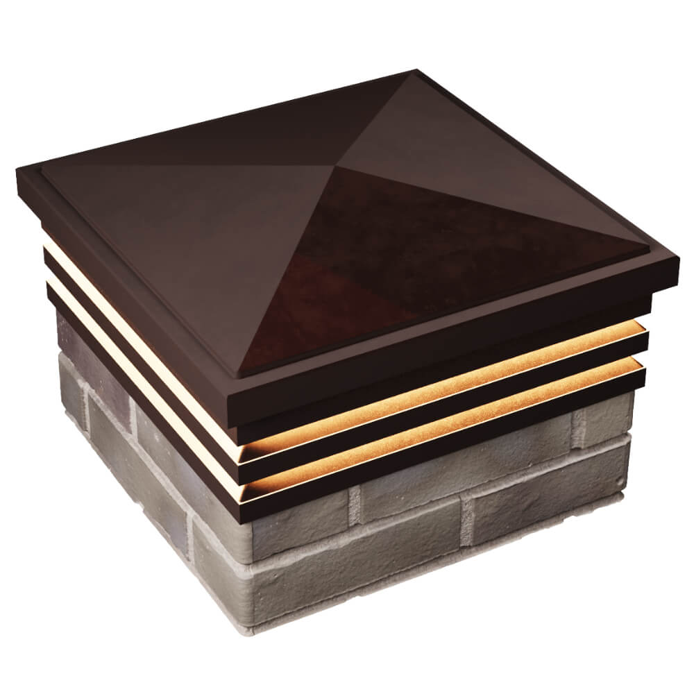 Колпак Zking Бона ХайТек Коричневый на столб 1.5х1.5 кирпича (385х385мм) с подсветкой в Обнинске фото