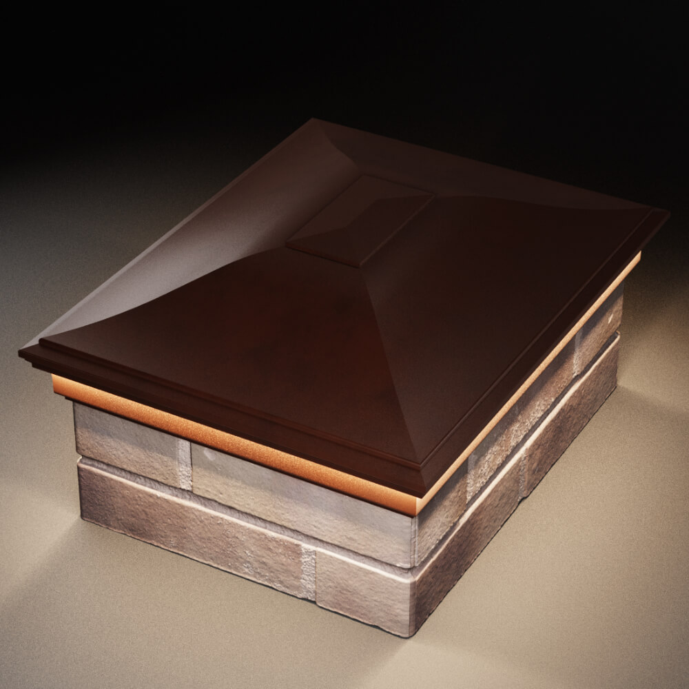 Колпак Zking Монблан Коричневый на столб 2х1.5 кирпича (515х385мм) c подсветкой в Обнинске фото