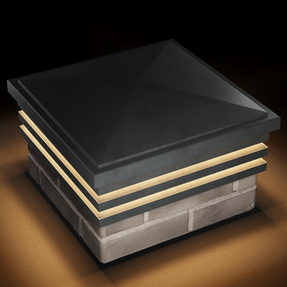 Колпак Zking Бона ХайТек Серый на столб 1.5х1.5 кирпича (385х385мм) с подсветкой в Обнинске фото