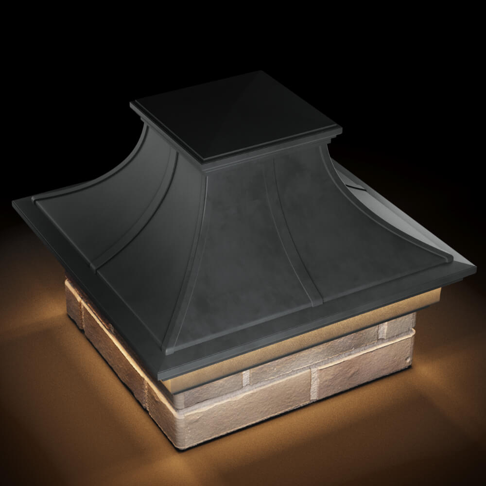 Колпак Zking Монблан Премиум Серый на столб 1.5х1.5 кирпича (385х385мм) с подсветкой в Обнинске фото