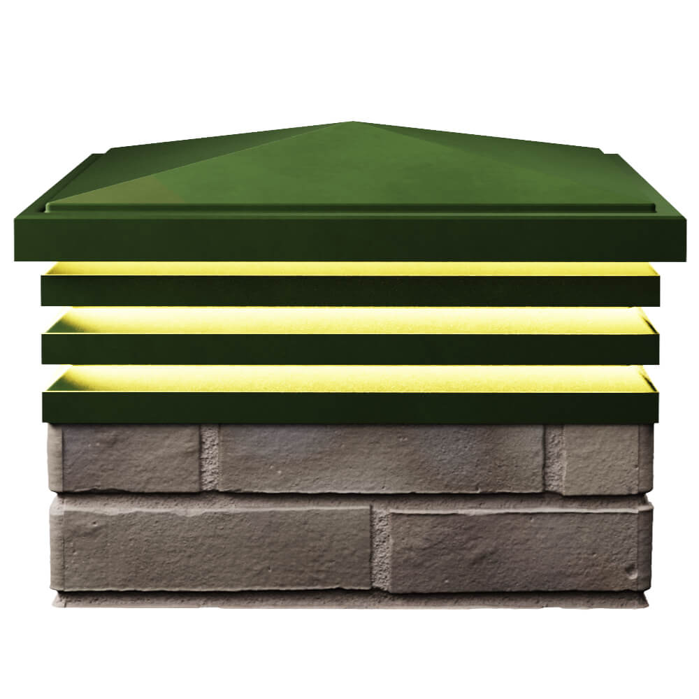 Колпак Zking Бона ХайТек Зеленый на столб 1.5х1.5 кирпича (385х385мм) с подсветкой в Обнинске фото