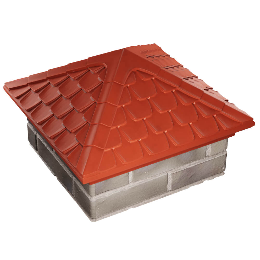 Колпак Zking Эльбрус Красный на столб 1.5х1.5 кирпича (385х385мм) в Обнинске фото