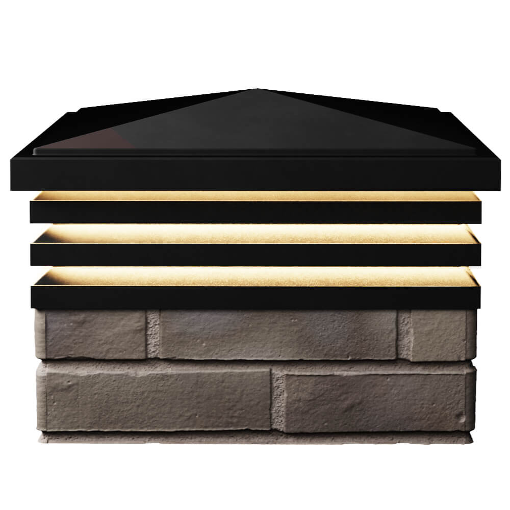 Колпак Zking Бона ХайТек Черный на столб 1.5х1.5 кирпича (385х385мм) с подсветкой в Обнинске фото