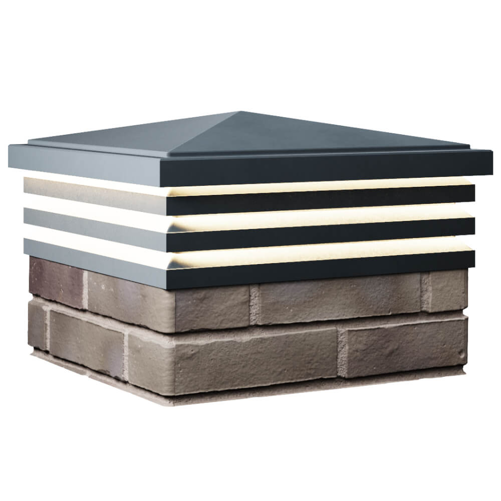 Колпак Zking Бона ХайТек Серый на столб 1.5х1.5 кирпича (385х385мм) с подсветкой в Обнинске фото