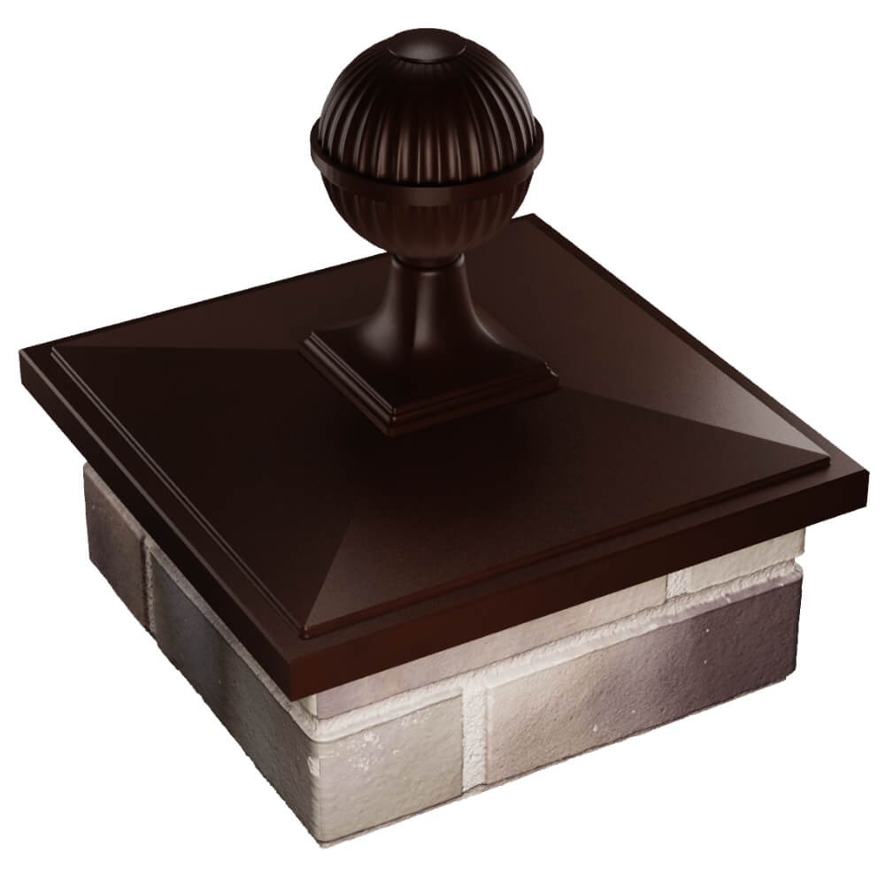 Колпак Zking БонаМоно Коричневый с шаром на столб 1.5х1.5 кирпича (385х385, 400х400мм) в сборе в Обнинске фото