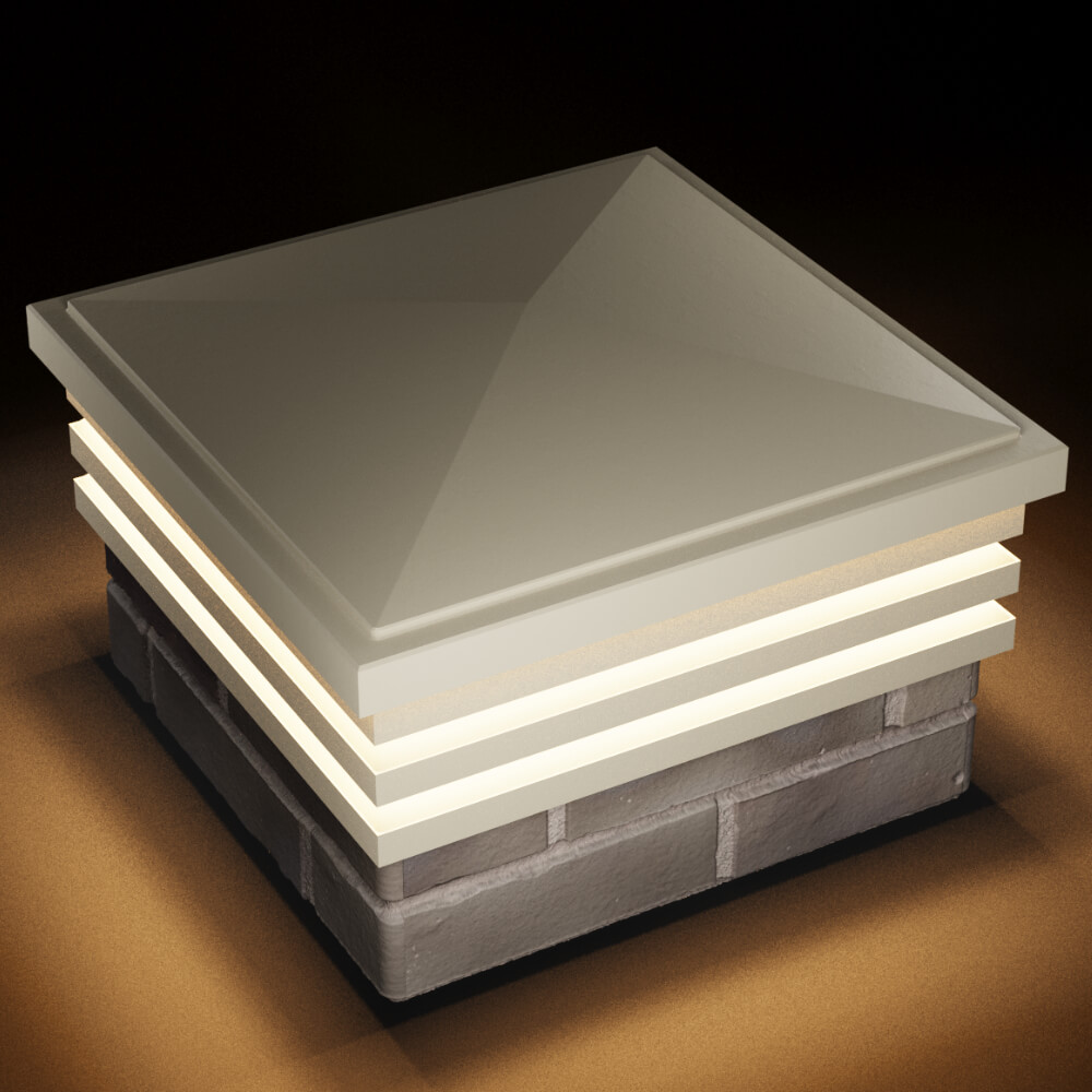 Колпак Zking Бона ХайТек Бежевый на столб 1.5х1.5 кирпича (385х385мм) с подсветкой в Обнинске фото