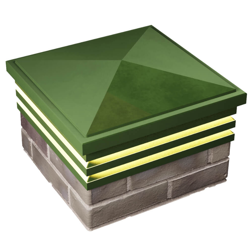 Колпак Zking Бона ХайТек Зеленый на столб 1.5х1.5 кирпича (385х385мм) с подсветкой в Обнинске фото