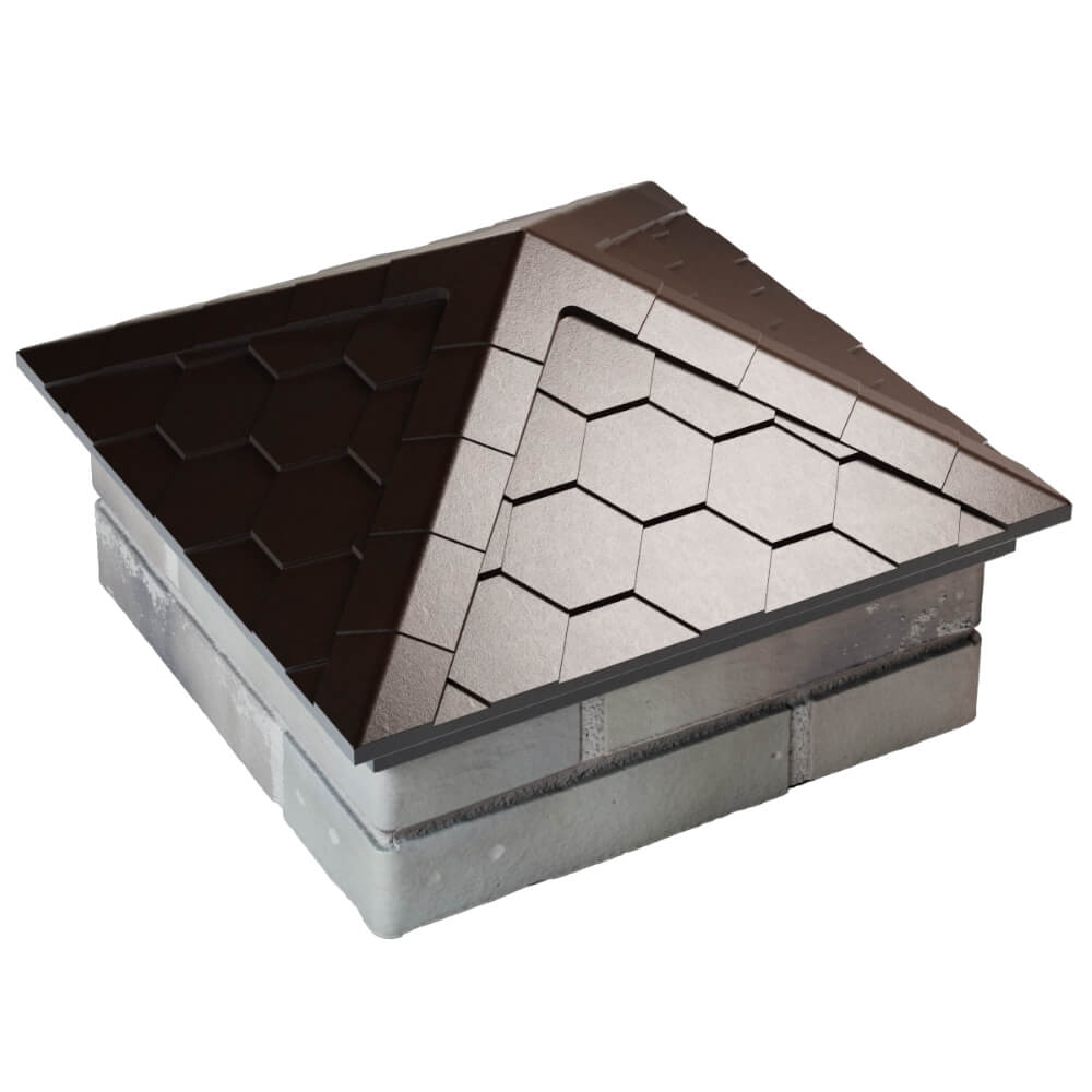 Колпак Zking Эверест Коричневый на столб 1.5х1.5 кирпича (390х390мм) в Обнинске фото