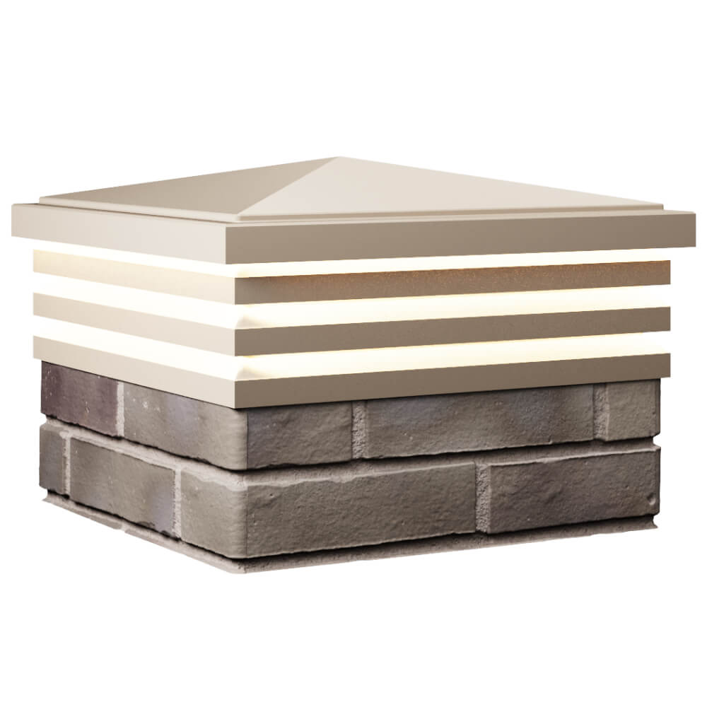 Колпак Zking Бона ХайТек Бежевый на столб 1.5х1.5 кирпича (385х385мм) с подсветкой в Обнинске фото