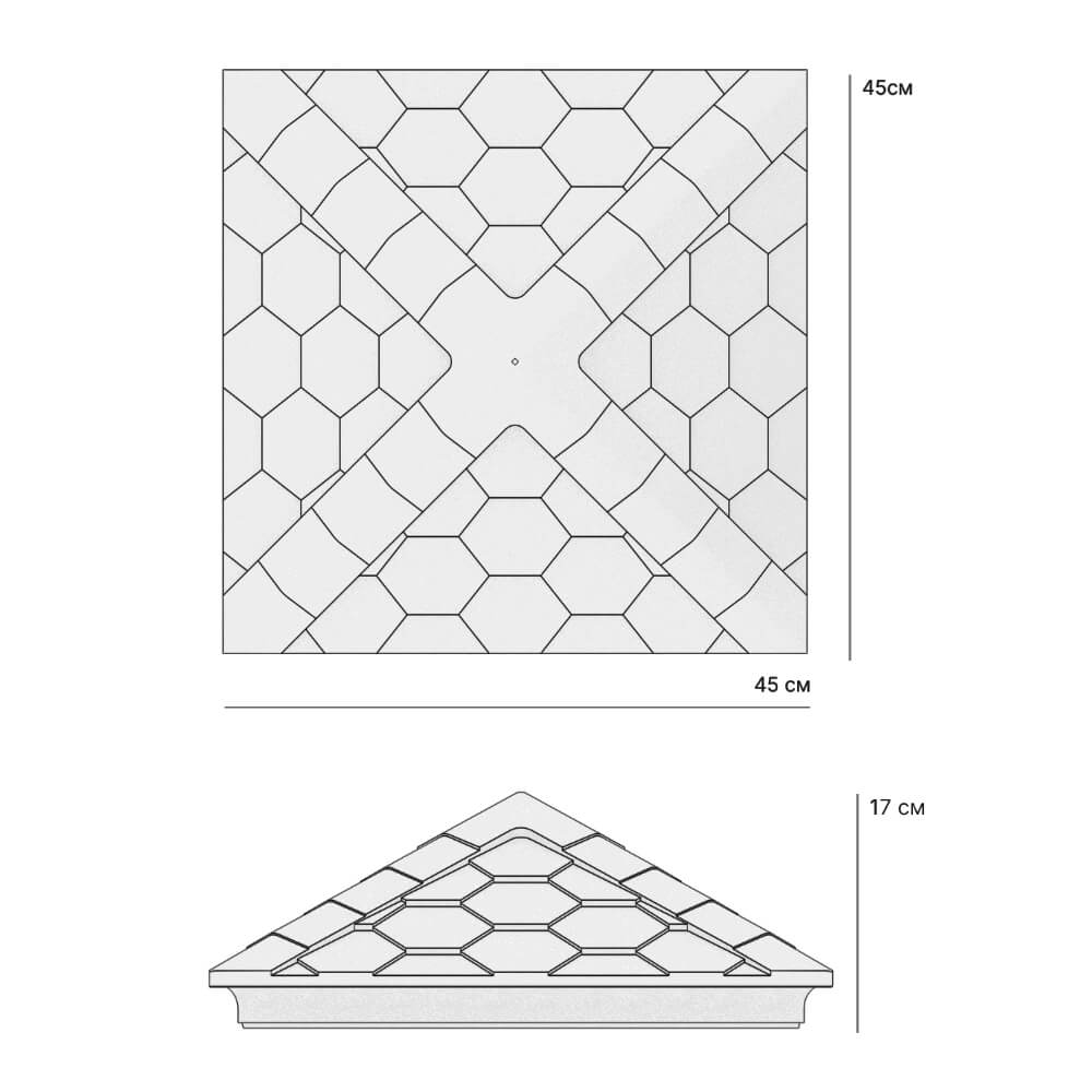 Колпак Zking Эверест Серый на столб 1.5х1.5 кирпича (390х390мм) в Обнинске фото
