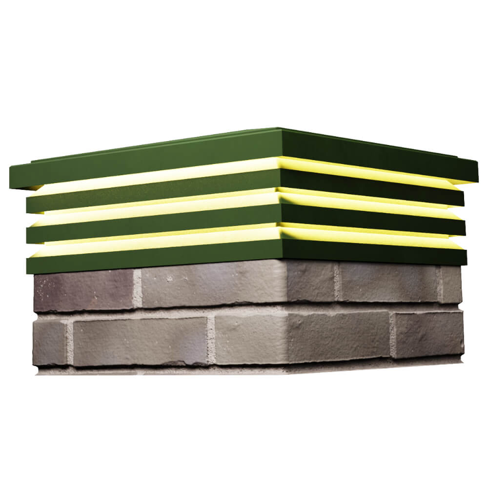 Колпак Zking Бона ХайТек Зеленый на столб 1.5х1.5 кирпича (385х385мм) с подсветкой в Обнинске фото