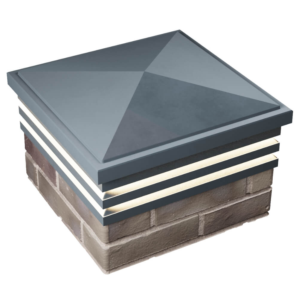 Колпак Zking Бона ХайТек Серый на столб 1.5х1.5 кирпича (385х385мм) с подсветкой в Обнинске фото