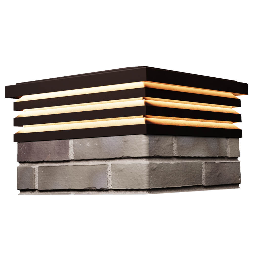 Колпак Zking Бона ХайТек Коричневый на столб 1.5х1.5 кирпича (385х385мм) с подсветкой в Обнинске фото