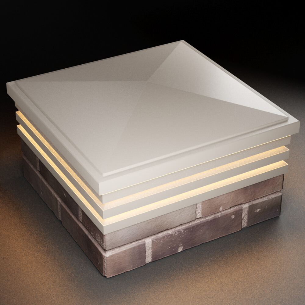 Колпак Zking Бона ХайТек Бежевый на столб 2х2 кирпича (513х513мм) с подсветкой в Обнинске фото