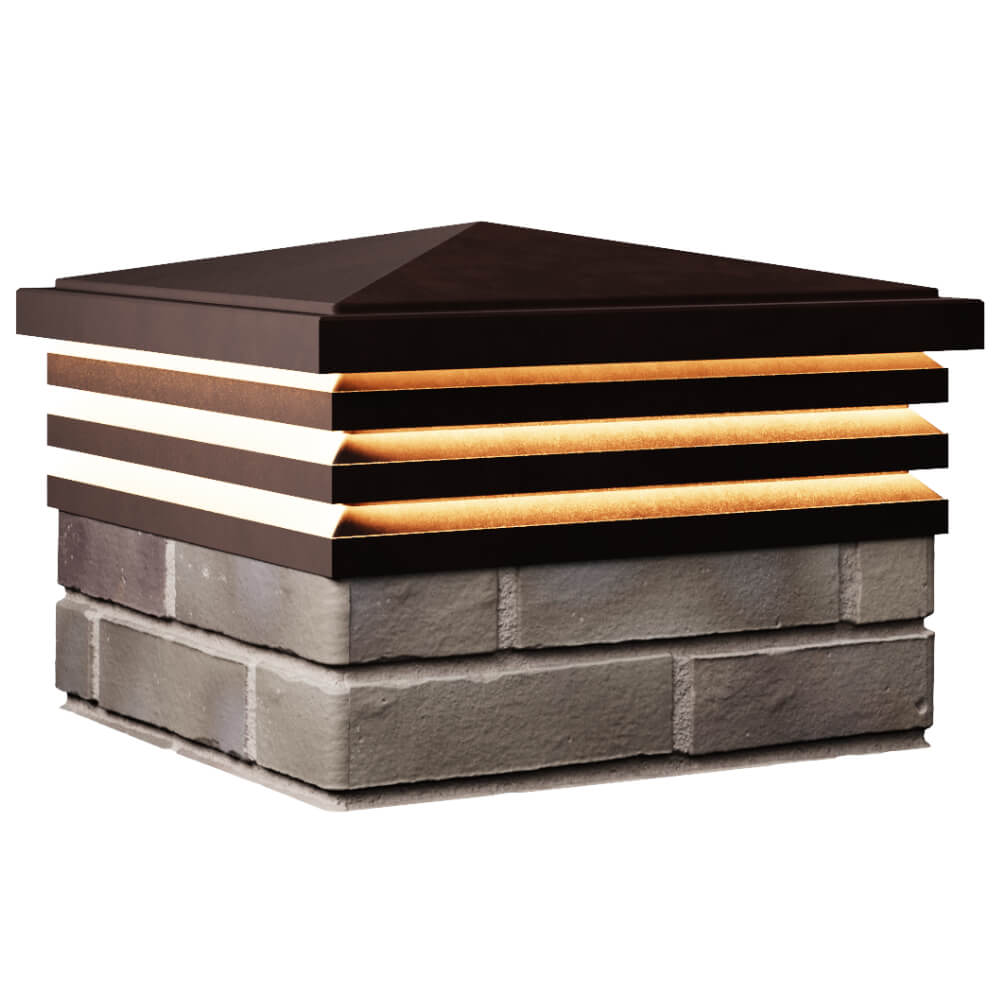 Колпак Zking Бона ХайТек Коричневый на столб 1.5х1.5 кирпича (385х385мм) с подсветкой в Обнинске фото