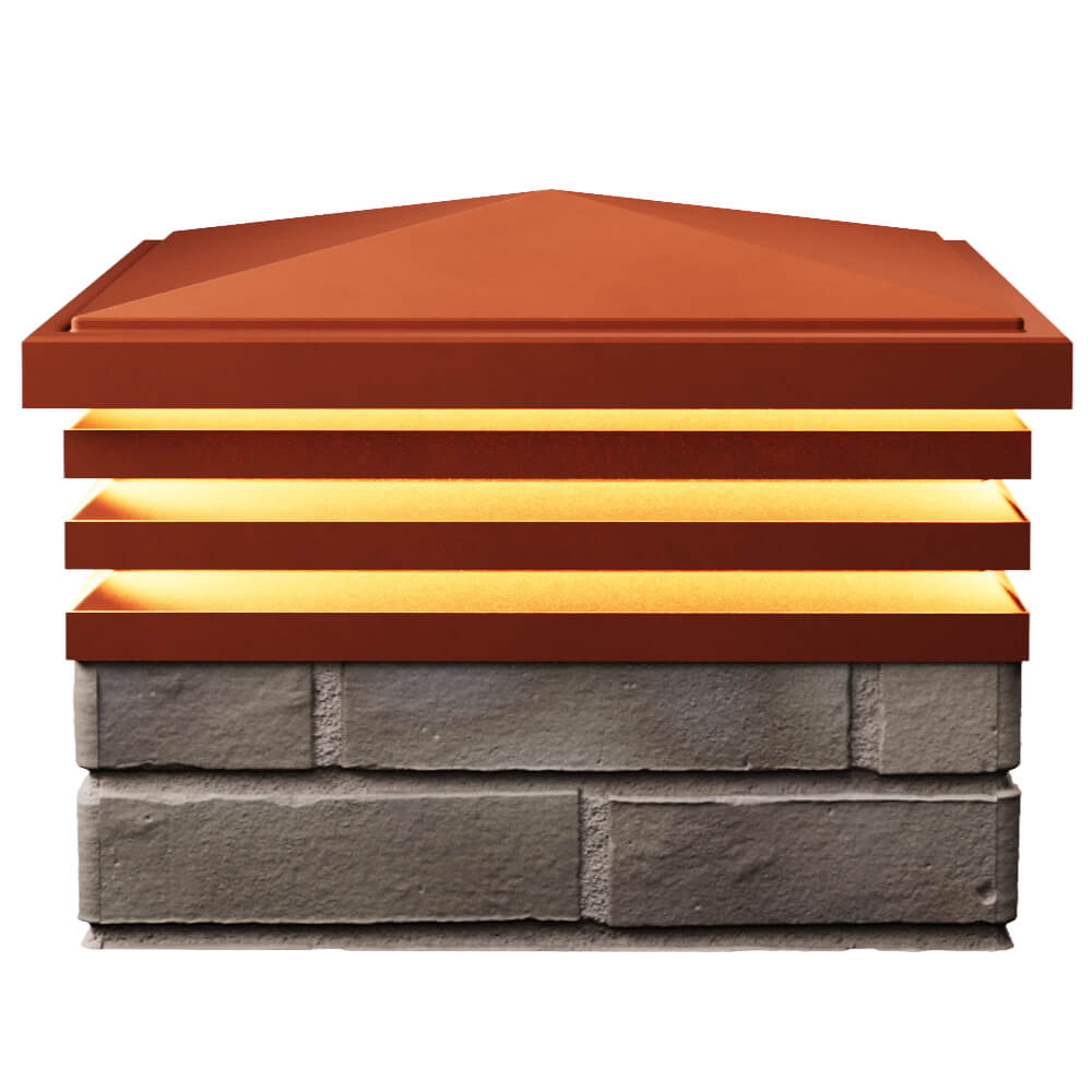 Колпак Zking Бона ХайТек Красный на столб 1.5х1.5 кирпича (385х385мм) с подсветкой в Обнинске фото