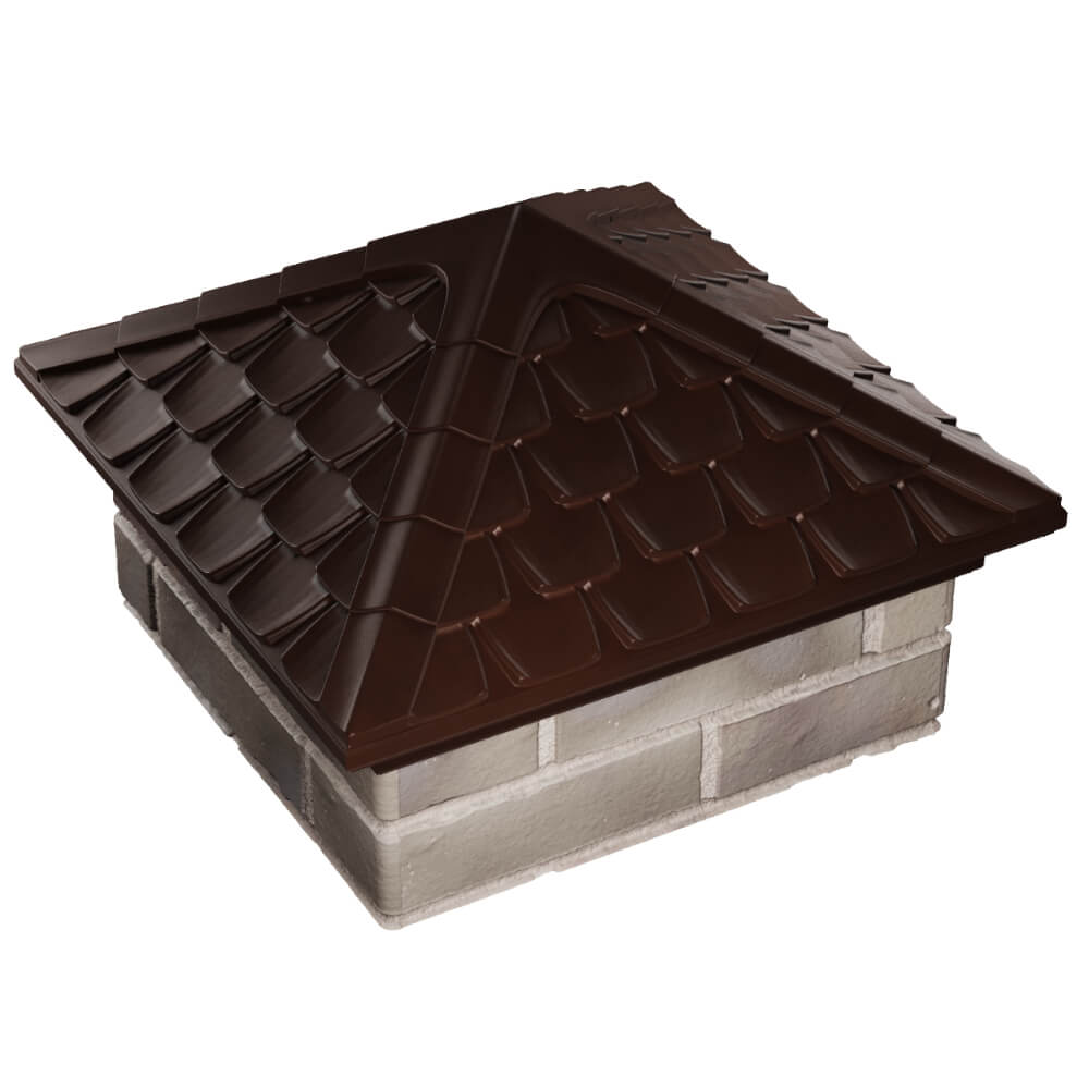 Колпак Zking Эльбрус Коричневый на столб 1.5х1.5 кирпича (385х385мм) в Обнинске фото