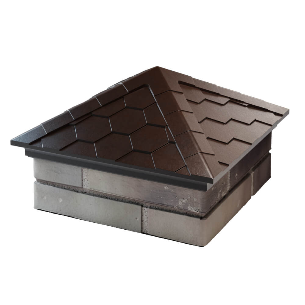 Колпак Zking Эверест Коричневый на столб 1.5х1.5 кирпича (390х390мм) в Обнинске фото