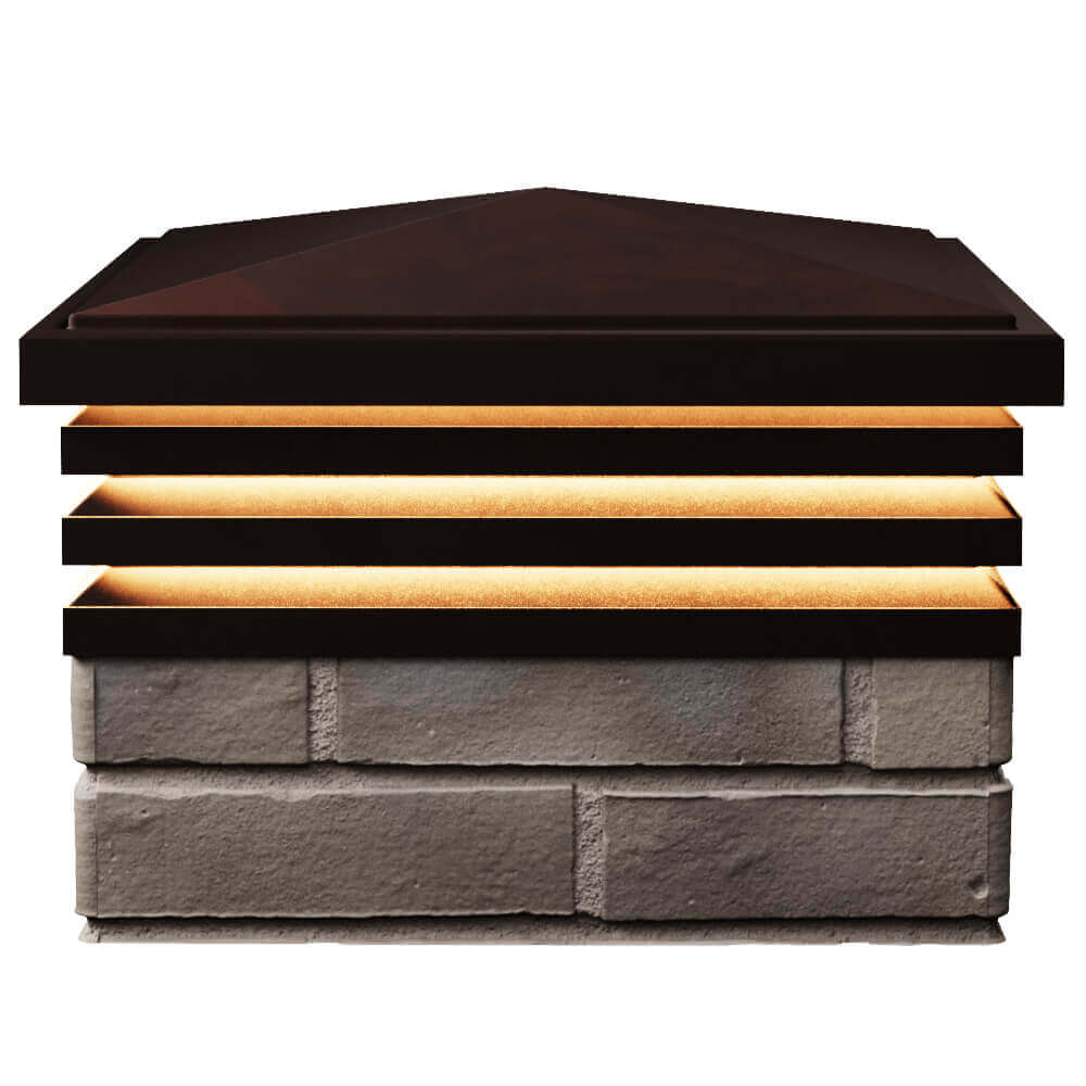 Колпак Zking Бона ХайТек Коричневый на столб 1.5х1.5 кирпича (385х385мм) с подсветкой в Обнинске фото